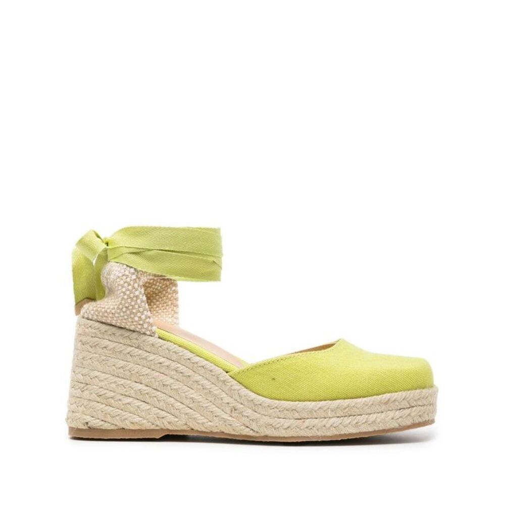 CASTANER Women's Wedge Espadrille Ankle Tie Sandals Women YELLOW
